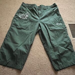 No Boundaries Olive Embroidered Capris